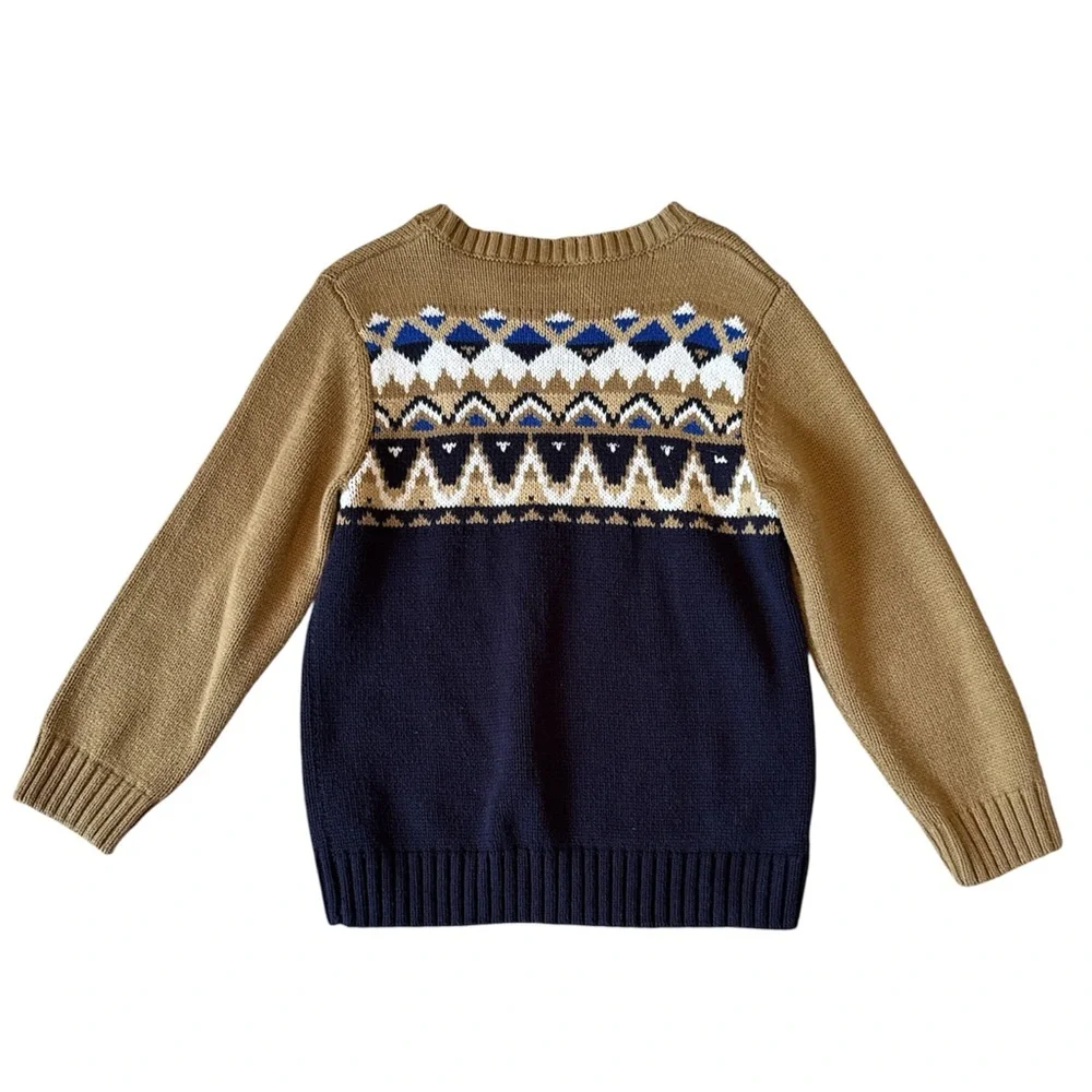 Gymboree Tan and Blue Knit Sweater